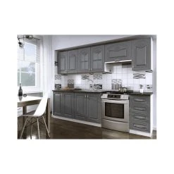 Meublesline Cuisine Complète 260 Cm DINA Grise Avec Moulures
