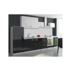 Meublesline Cuisine Complète 320 Cm OXIN Laquée Noir/blanc
