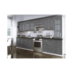 Meublesline Cuisine Complète 3m20 DINA Grise Avec Moulures
