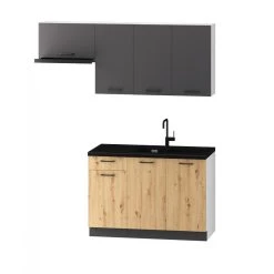 Pegane Cuisine Complète Celia 5 éléments Couleur Gris Mat/chêne Artisan -...