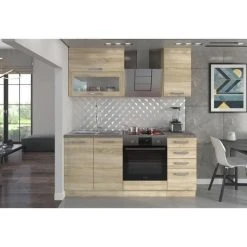 Tbs Cuisine Complete L 180 Cm Avec Plan De Travail - Décor Chene Sonoma -...