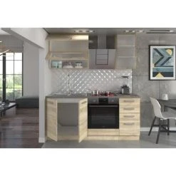 Tbs Cuisine Complete L 180 Cm Avec Plan De Travail - Décor Chene Sonoma -... -Pegane Shop cuisine complete l 180 cm avec plan de travail decor chene sonoma lassen 14069738 39072388 1140x1140