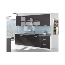 Meublesline Cuisine Complète Laquée 2m60 TARA Gris