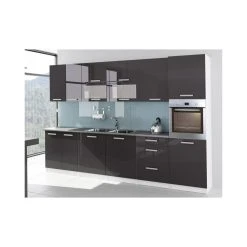 Meublesline Cuisine Complète Laquée 3m20 TARA Avec Colonne Four Grise