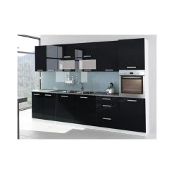 Meublesline Cuisine Complète Laquée 3m20 TARA Avec Colonne Four Noire
