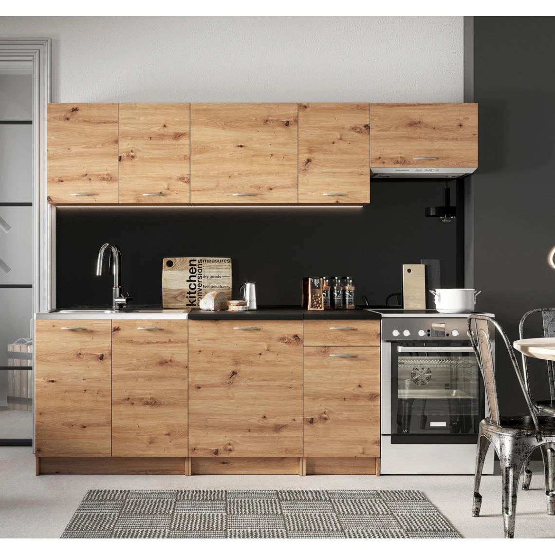 Pegane Cuisine Complète Mila 7 éléments Couleur Chêne Artisan Avec Plan D... 1 Pegane Cuisine Complète Mila 7 éléments Couleur Chêne Artisan Avec Plan D...