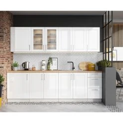 Pegane Cuisine Complète Nela 8 éléments Couleur Blanc Brillant - Longueur ...