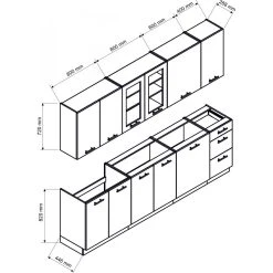 Pegane Cuisine Complète Nela 8 éléments Couleur Gris Mat - Longueur 260 Cm -Pegane Shop cuisine complete nela 8 elements couleur gris mat longueur 260 cm 12283006 32716744 1140x1140