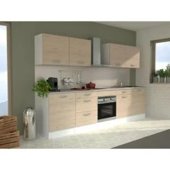 Tbs Cuisine Complete OSLO - L 300 Cm - Décor Chene - Plan De Travail Incl...