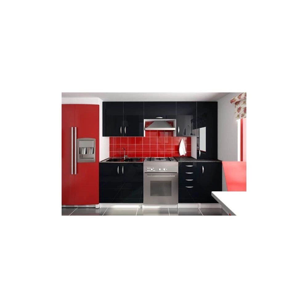 Meublesline Cuisine Complète 2m20 OXANE Laquée Brillant 1 Meublesline Cuisine Complète 2m20 OXANE Laquée Brillant