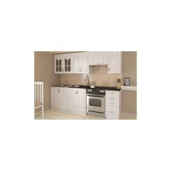 Meublesline Cuisine Complète 2m40 DINA Blanche Avec Moulures