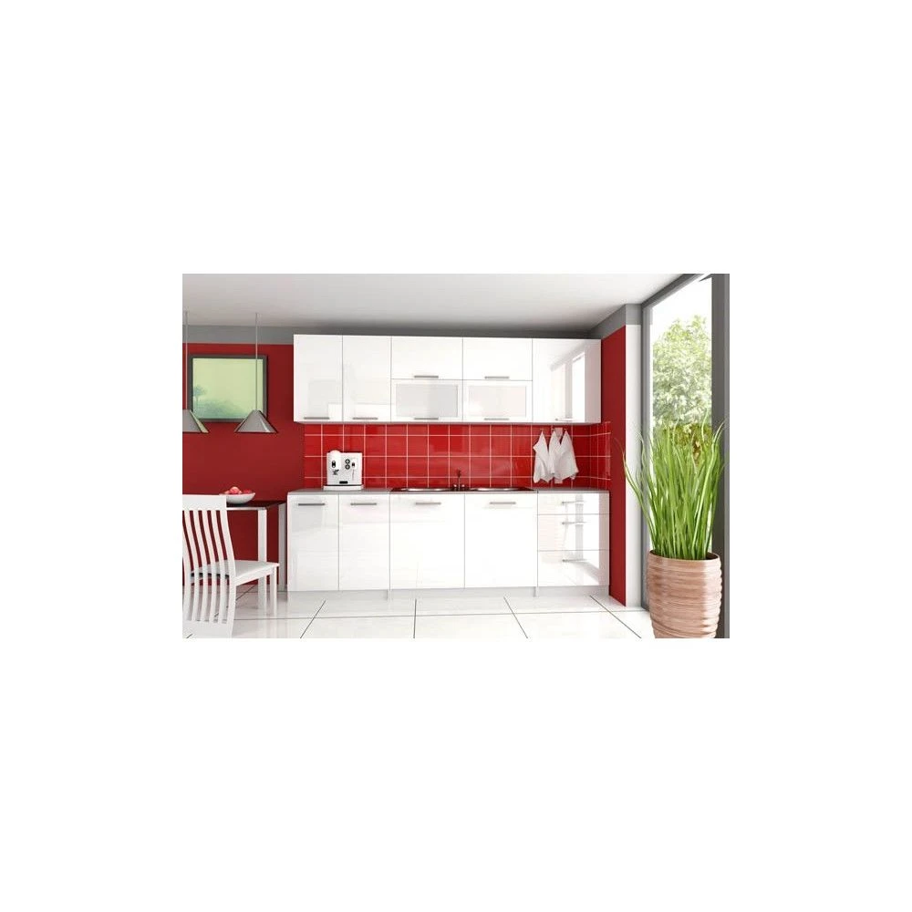 Meublesline Cuisine Complète 2m60 TARA Moderne Laquée Brillant 1 Meublesline Cuisine Complète 2m60 TARA Moderne Laquée Brillant
