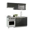Dusine Cuisine GIOVANNA 5 éléments - Graphite Mat 1m80 - Portes Vitrées à...