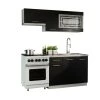 Dusine Cuisine GIOVANNA 5 éléments - Noir Mat 1m80 - Portes Vitrées à Mot...