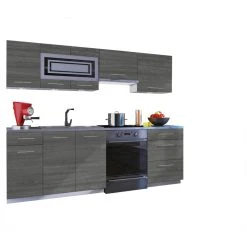 Dusine Cuisine GIOVANNA 7 éléments - Bois Grisé 2m40 - Grand Casserolier