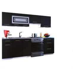 Dusine Cuisine GIOVANNA 7 éléments - Noir Mat 2m40 - Grand Casserolier