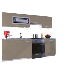 Dusine Cuisine GIOVANNA 7 éléments - Taupe Mat 2m40 - Grand Casserolier