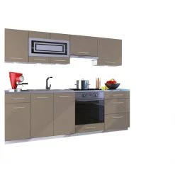 Dusine Cuisine GIOVANNA 8 éléments - Taupe Mat 2m40 Casserolier Four Encast...