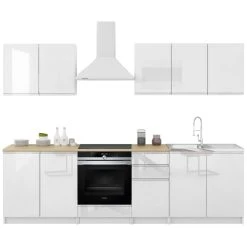 Dusine Cuisine Handys 7 éléments Laqué Blanc - Sans Poignées 2m60 Four En...