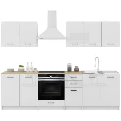 Dusine Cuisine Sanclar 7 éléments - Blanc Blanc Laqué - 2m60 Four Encastra...