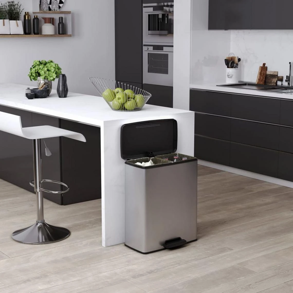 Curver Poubelle Double à Pédale Deco 26L+26L Argenté 1 Curver Poubelle Double à Pédale Deco 26L+26L Argenté