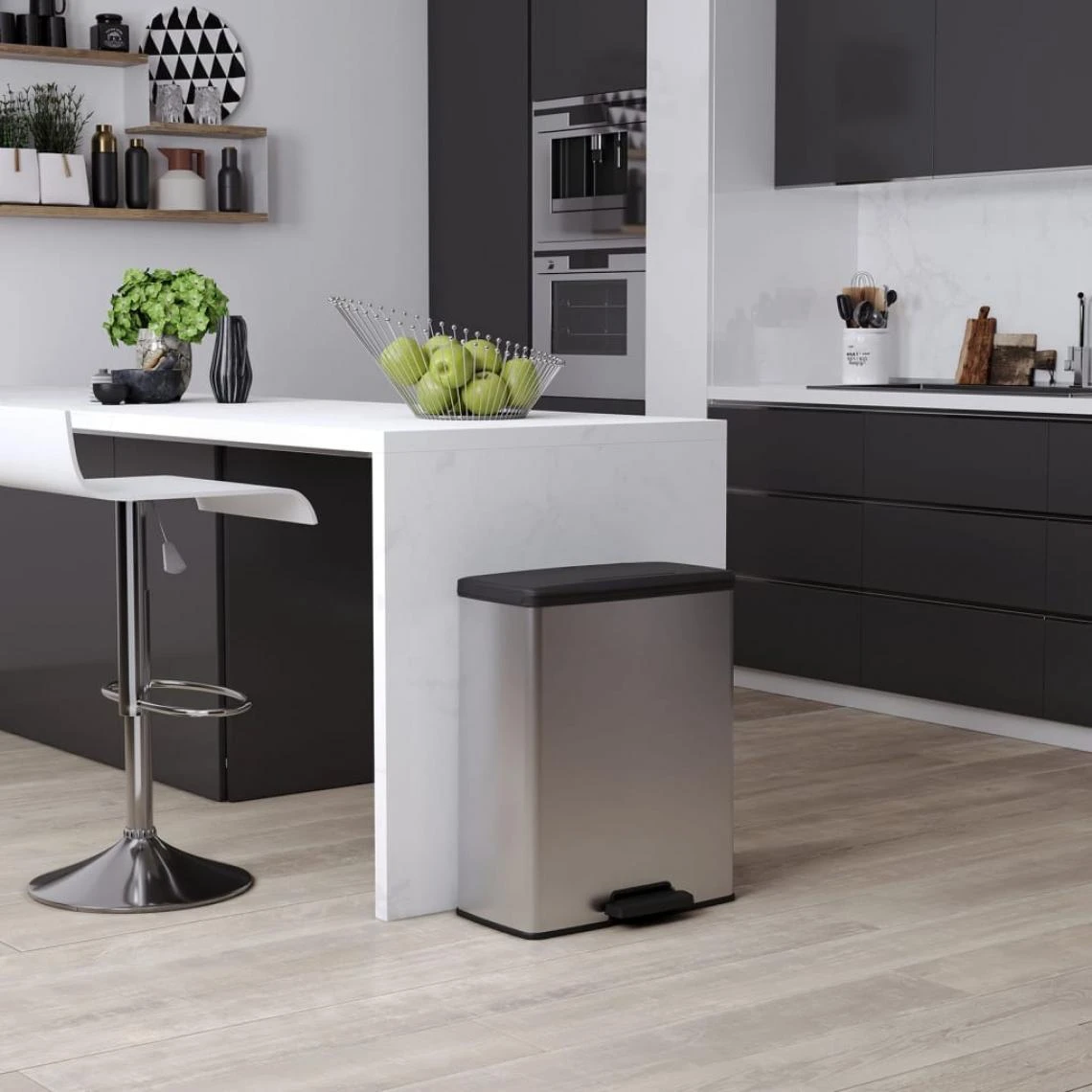 Curver Poubelle Double à Pédale Deco 26L+26L Argenté 4 Curver Poubelle Double à Pédale Deco 26L+26L Argenté - Image 4