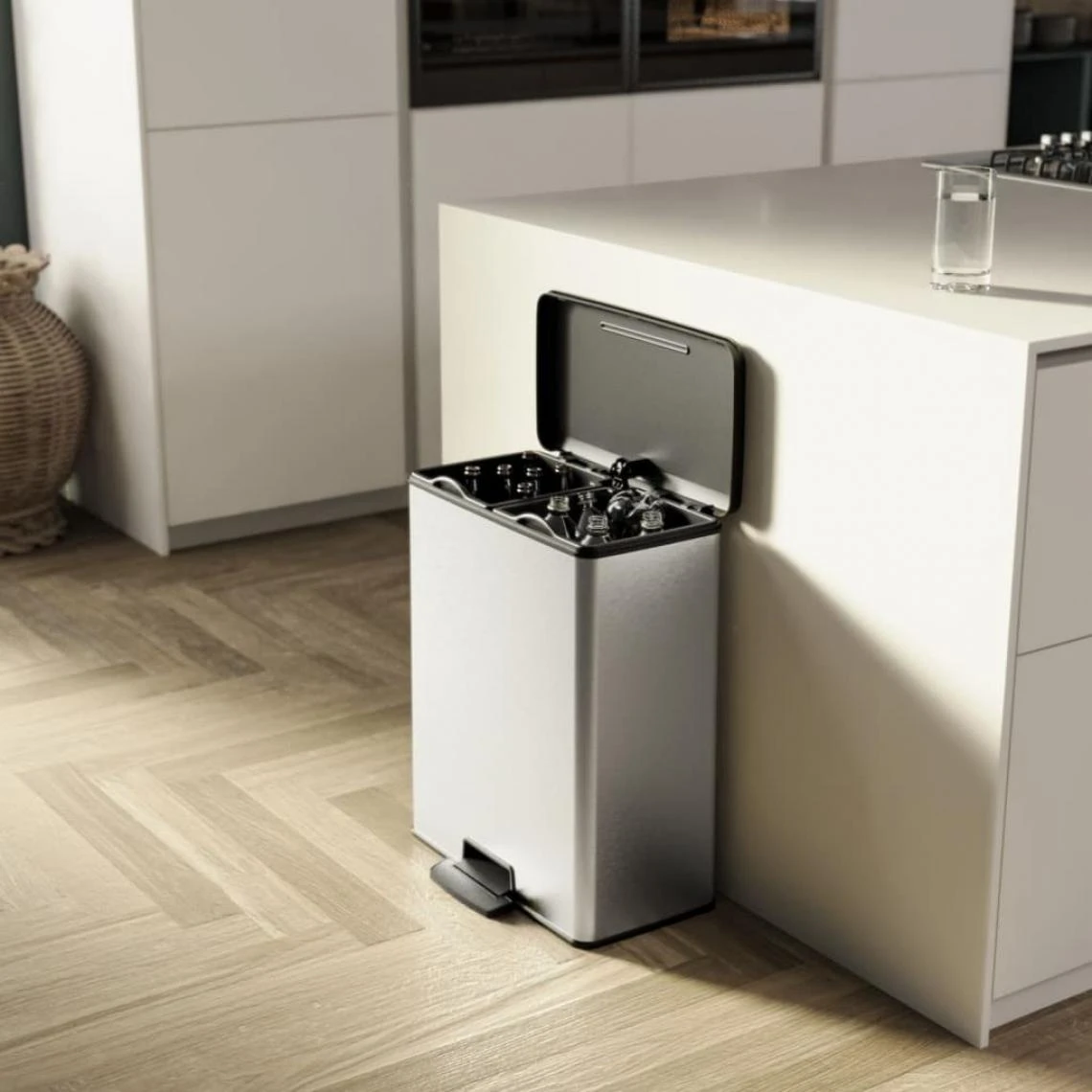 Curver Poubelle Double à Pédale Deco 26L+26L Argenté 5 Curver Poubelle Double à Pédale Deco 26L+26L Argenté - Image 5