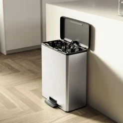 Curver Poubelle Duo à Pédale Deco 26L+26L Argenté -Pegane Shop curver poubelle duo a pedale deco 26l26l argente 14083442 39129056 1140x1140