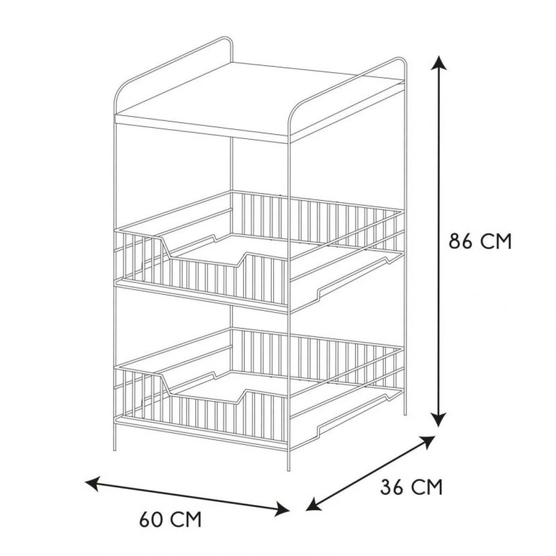 Paris Prix Desserte 2 Étagères & 2 Tiroirs Métal 86cm Noir 4 Paris Prix Desserte 2 Étagères & 2 Tiroirs Métal 86cm Noir – Image 4
