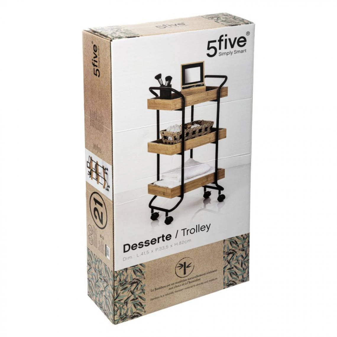 SANS MARQUE Desserte 3 Niveaux Bambou Et Métal 5Five - Naturel 2 SANS MARQUE Desserte 3 Niveaux Bambou Et Métal 5Five - Naturel – Image 2