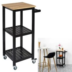 The Home Deco Factory Desserte à Roulettes En Bois Noir. -Pegane Shop desserte a roulettes 2 etages l 37 x h 84 cm noir et bois 9144051 23869899 1140x1140