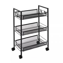 TOILINUX Desserte à Roulettes 3 étages En Métal - Noir