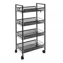 TOILINUX Desserte à Roulettes 4 étages En Métal - Noir