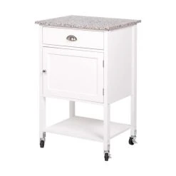 Tbs Desserte De Cuisine 1 Porte 1 Tiroir - Blanc Laqué - L 55 X P 45,5 X ...