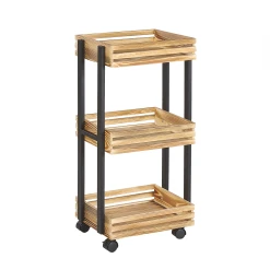 Beliani Desserte De Cuisine Bois Clair Et Noire LETINO