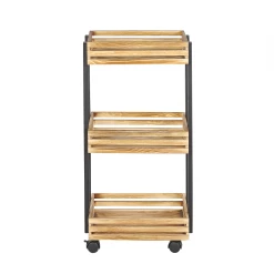 Beliani Desserte De Cuisine Bois Clair Et Noire LETINO -Pegane Shop desserte de cuisine bois clair et noire letino 12173750 32373956 1140x1140