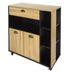 TOILINUX Desserte De Cuisine Chef Sur Roulettes - Bois Et Noir