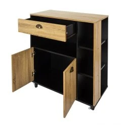 TOILINUX Desserte De Cuisine Chef Sur Roulettes - Bois Et Noir -Pegane Shop desserte de cuisine chef sur roulettes bois et noir 11046060 28858148 1140x1140