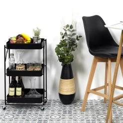 The Home Deco Factory Desserte Pliable En Métal 77 X 29 X 45 Cm. -Pegane Shop desserte de cuisine design pliante 77cm noir 11727700 30911850 1140x1140