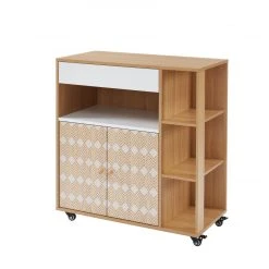 Baita Desserte De Cuisine LEIKA Bois Et Blanc à Motifs 2 étagères, 1 Tiro...