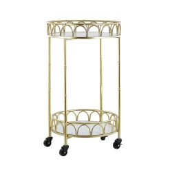 Beliani Desserte De Cuisine Ronde Dorée Et Blanche Effet Marbre SHAFTER