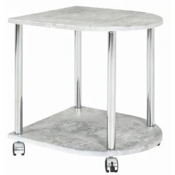 Pegane Desserte En Acier Et MDF Optique Béton-chromé - Dim : L 42 X H 40 X ...