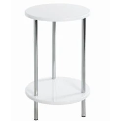 Pegane Desserte En Acier Laqué Et Plateaux En Bois Coloris Blanc Brillant - ...