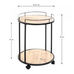 Pegane Desserte En Acier Laqué Noir Et Plateaux En Bois - Diamètre 45 X Hau... -Pegane Shop desserte en acier laque noir et plateaux en bois diametre 45 x hauteur 60 cm 12538200 33530070 1140x1140