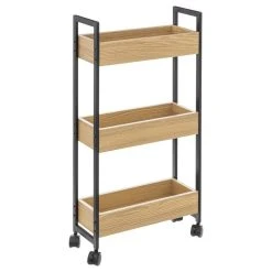SANS MARQUE Desserte Fine 3 Niveaux Tribecart Sur Roulettes 5Five - Naturel