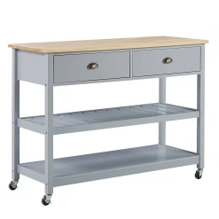 Beliani Desserte Grise à Roulettes NAVARINO