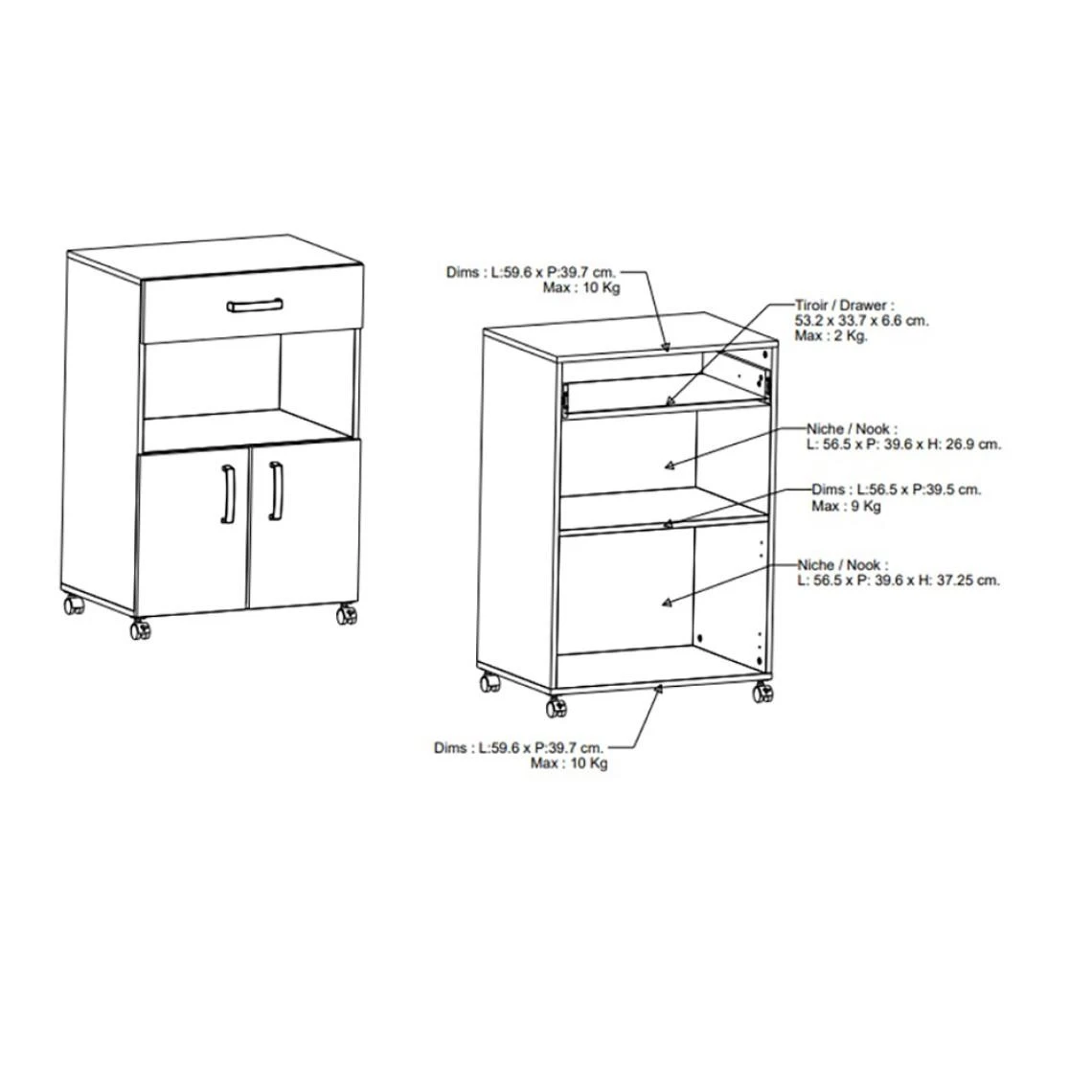 Pegane Desserte Micro-ondes Pour Cuisine Coloris Chêne Kronberg, Blanc Mat -... 5 Pegane Desserte Micro-ondes Pour Cuisine Coloris Chêne Kronberg, Blanc Mat -... - Image 5