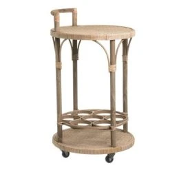 Tousmesmeubles Desserte Rotin Naturel à Roulettes - RIYAT