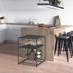 The Home Deco Factory Range Bouteille Desserte En Métal. -Pegane Shop desserte sur pieds porte bouteille l 45 x h 70 cm noir 9144055 23869917 1140x1140