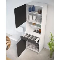 CSTORE ECO Buffet De Cuisine L 60 Cm - Gris Et Blanc Mat -Pegane Shop eco buffet de cuisine l 60 cm gris et blanc mat 11489240 30043494 1140x1140